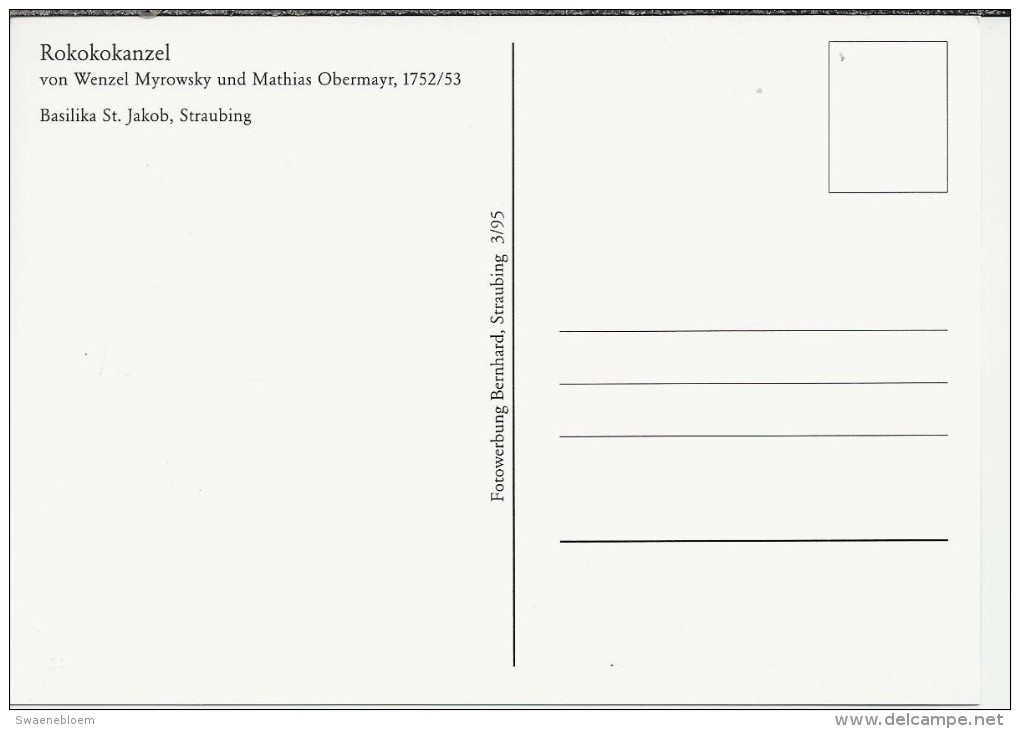 DE.- Straubing. Basilika St. Jacob. Rokokokanzel Von Wenzel Myrowsky Und Mathias Obermayer. 2 Scans - Straubing