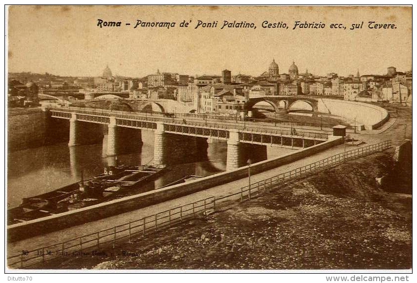 Roma - Panorama De Ponti Palatino - Cestio Fabrizio Ecc. Sul Tevere - Formato Piccolo Non Viaggiata - Bridges