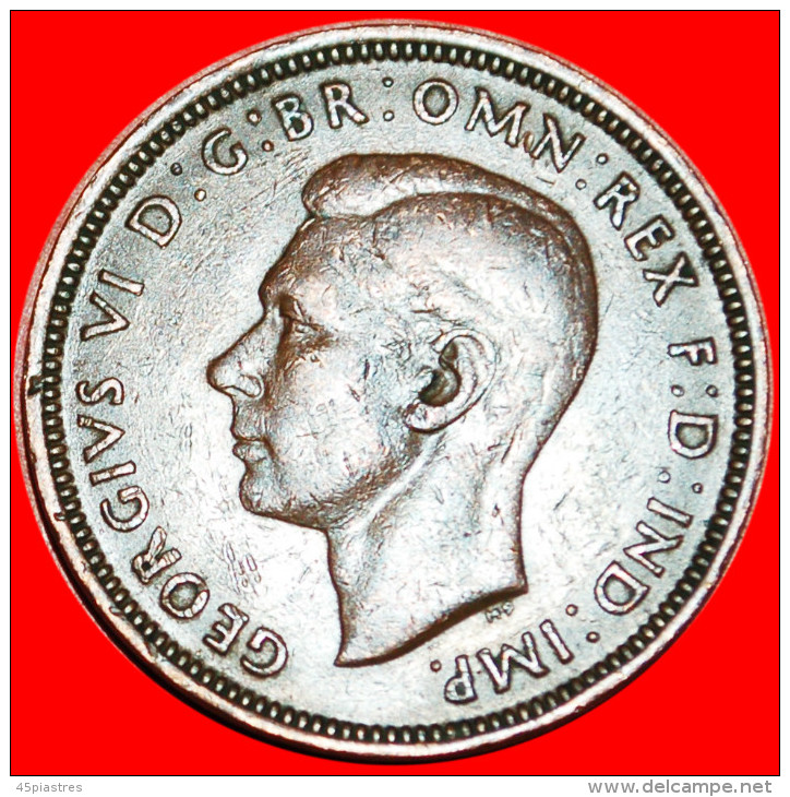 * SHIP WITH IND.IMP! * UNITED KINGDOM HALF PENNY 1943 GEORGE VI! INTERESTING TYPE! NO RESERVE! - C. 1/2 Penny