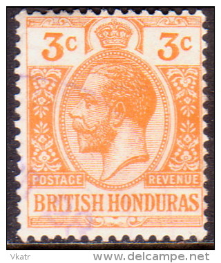 British Honduras 1917 SG #103 3c VF Used  Wmk Multiple Crown CA - Honduras Britannico (...-1970)