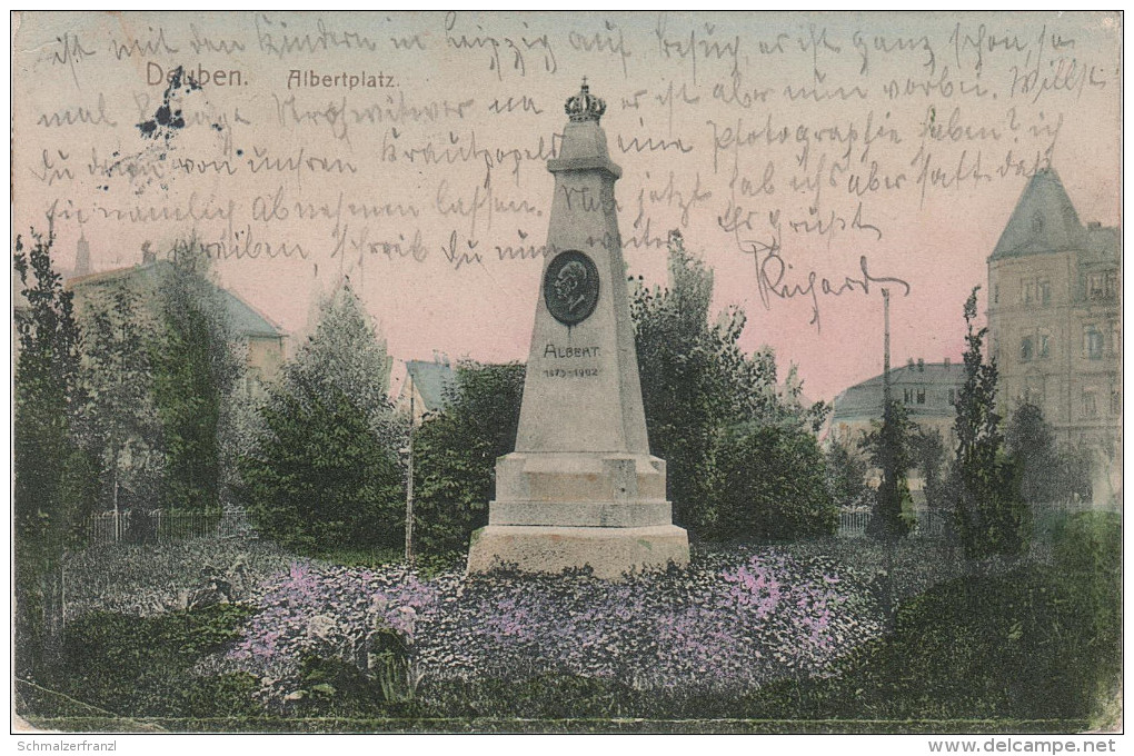 AK Altstadt Freital Deuben Denkmal Albertplatz König Albert Sachsen Park Bei Zauckerode Potschappel Hainsberg Dresden - Freital