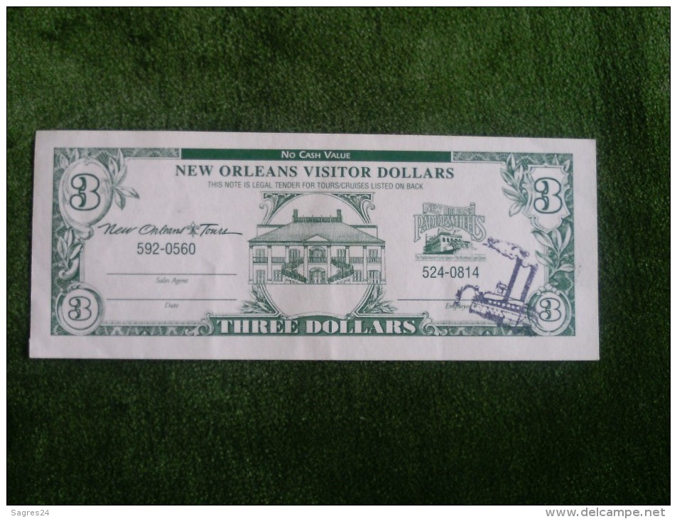 New Orleans Visitor Dollars - 3 Dollars - No Cash Value - Autres & Non Classés