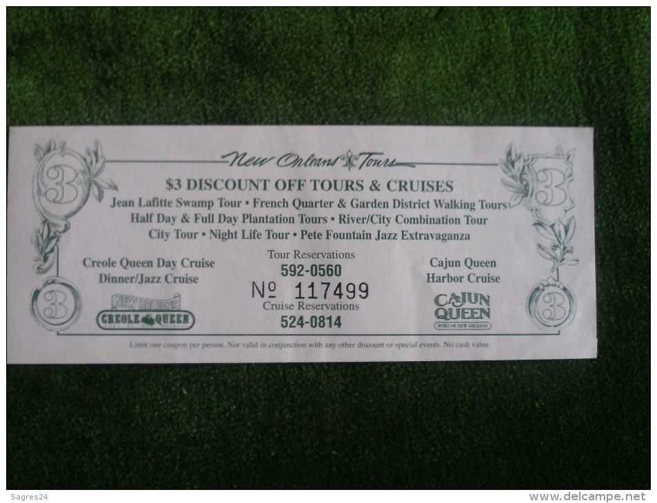 New Orleans Visitor Dollars - 3 Dollars - No Cash Value - Autres & Non Classés