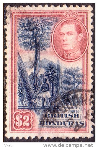 British Honduras 1938 SG #160 $2 VF Used Uneven Teeth At Bottom CV £38 - British Honduras (...-1970)