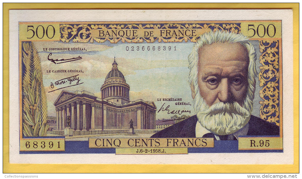 BILLET FRANCAIS - 500 Francs Victor Hugo 6.2.1958 SUP - 500 F 1954-1958 ''Victor Hugo''