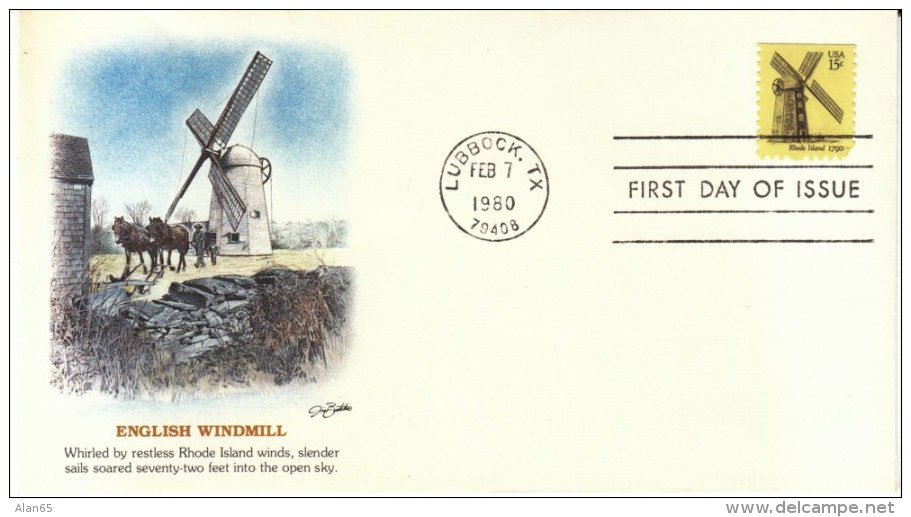 Lot Of 5 #1738-1742, American Windmills, 1980 FDCs - 1971-1980