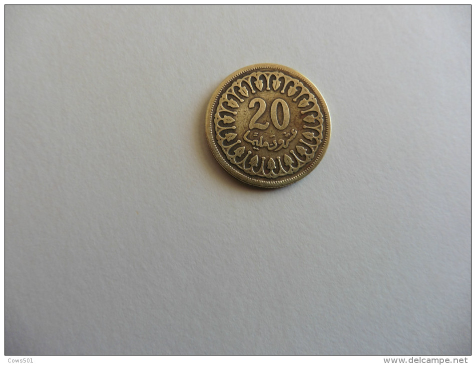 Tunisie  . Monnaie  : 20  Millièmes  1960  Tranche Striée - Tunisie