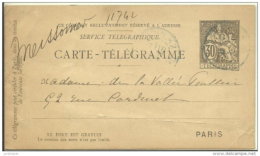 CARTE-TELEGRAME - Pneumatische Post