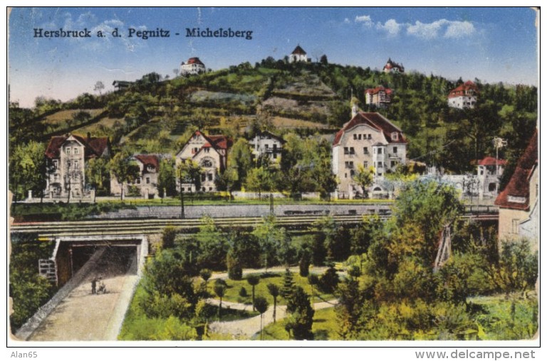 Hersbruck Germany, Hersbruck A. D. Pegnitz Michelberg, Nice Stamp C1930s Vintage Postcard - Hersbruck