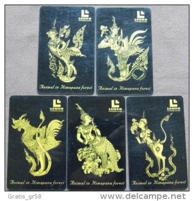 Thailand - LENSO, Tha: 131-135, Animals In Himapana Forest (5 Cards), 300/500 &#3647;, Exp 2004,  Used - Thailand