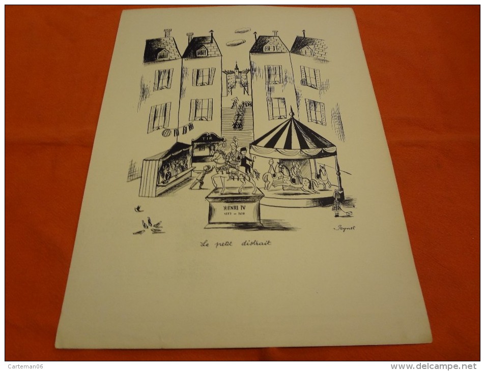 Lithographie - Planche De Peynet - Le Petit Distrait - Dim: 32 X 24 Cm - Screen Printing & Direct Lithography