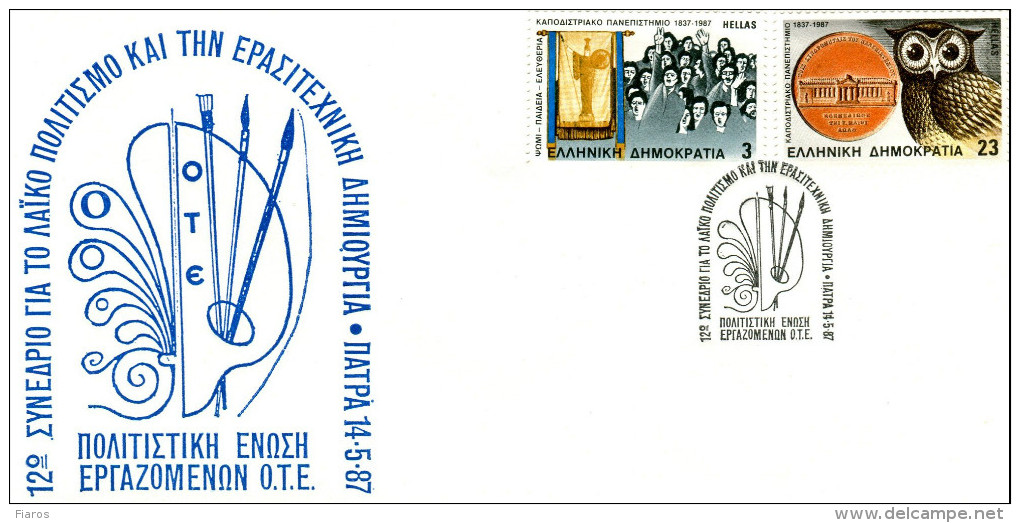 Greece-Greek Commemorative Cover W/ "12th Congress On Popular Culture And Amateur Creation" [Patras 14.5.1987] Postmark - Sellados Mecánicos ( Publicitario)