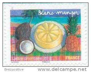 France 2010 - Blanc Manger, Noix Coco & Ananas,Antilles / Gastronomy, Coconut Cream, Pineapple, West Indies - MNH - Obst & Früchte