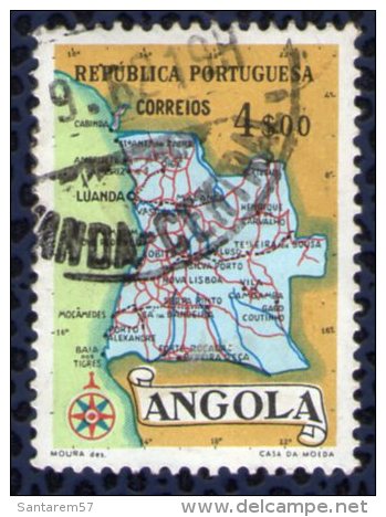 Angola 1955 Oblitéré Rond Used Carte Géographique Mappe 4 Escudos - Angola