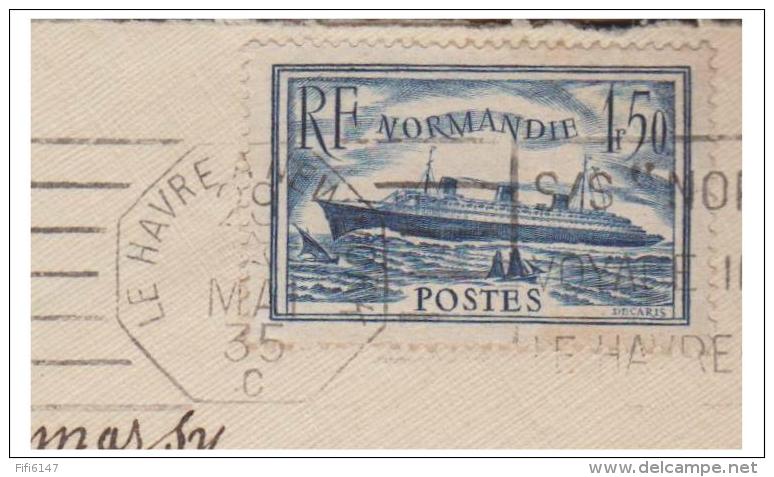 --FRANCE -- POSTE MARITIME -- VOYAGE INAUGURAL NORMANDIE -- LE HAVRE NEW-YORK   C -- MAI 1935 - 1921-1960: Période Moderne