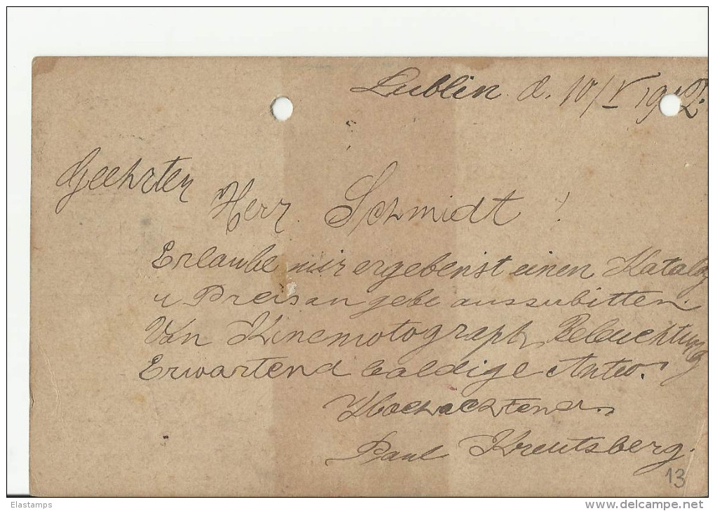 =RU 1902 GS Lublin Nach HAMBURG - Briefe U. Dokumente