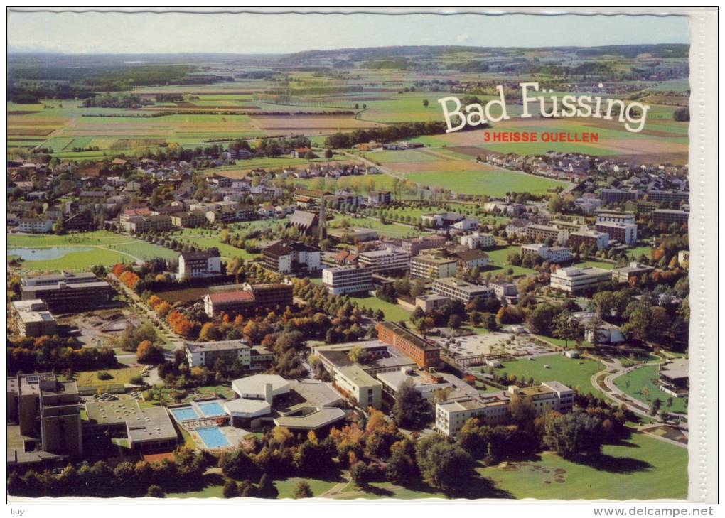 BAD FÜSSING - Luftbild, Flugaufnahme M. Kurmittelhaus, Kurpark, Feizeitpark - Bad Fuessing