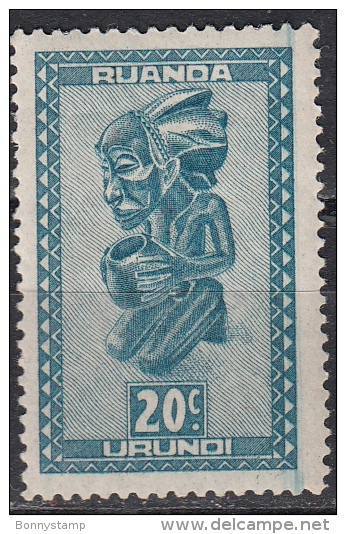 Ruanda-Urundi, 1931/38 - 20c Masks Of Baluba Tribe - Nr.92 MLH* - Usati