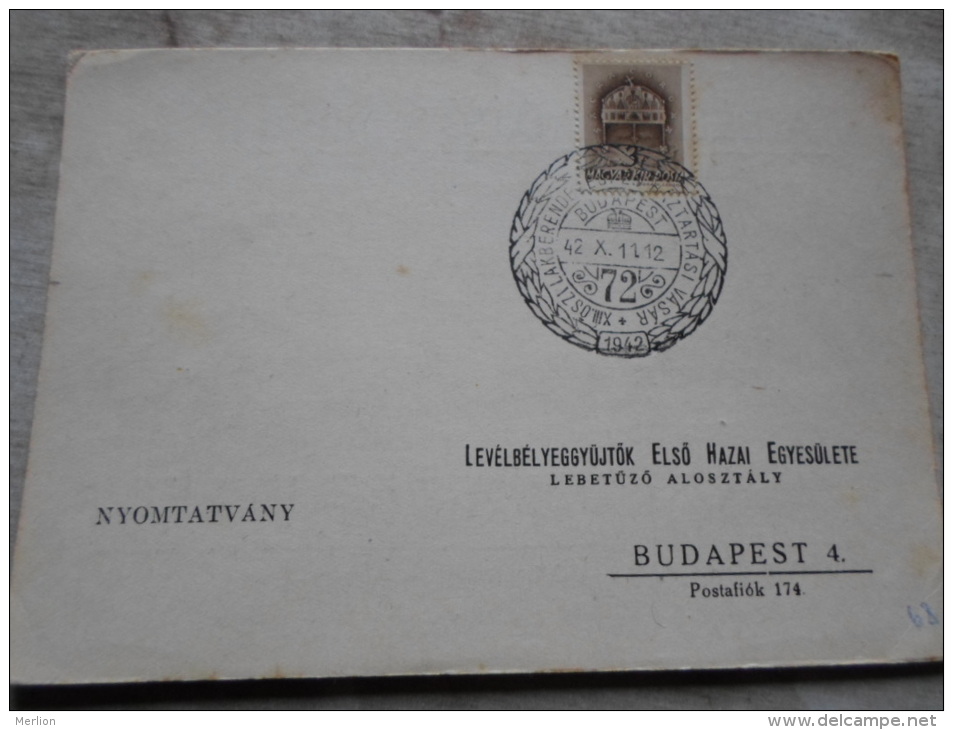 Hungary  -Öszi Vásár - Levélbélyeggy. Elsö H. Egy. Budapest  -alkalmi Bélyegzés    1942  D128991 - Hojas Conmemorativas