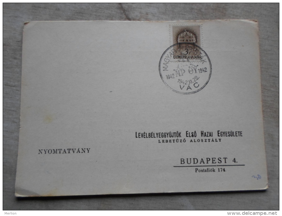 Hungary  -Magyar Piaristák VÁC - Levélbélyeggy. Elsö H. Egy. Budapest  -alkalmi Bélyegzés    1942  D128997 - Herdenkingsblaadjes