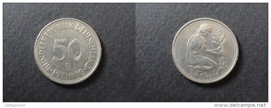 1974 D - 50 PFENNIG - ALLEMAGNE - GERMANY - DEUTSCHLAND - 50 Pfennig
