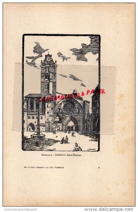 ANDORRE  - GRAVURE CATHEDRALE  PAR JEAN DRUET - 1934- PAUL DUVAL EDITEUR ELBEUF - Estampes & Gravures