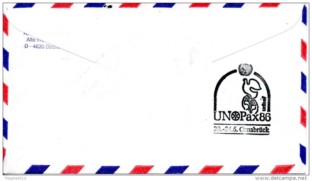 ONU VIENNE. N°63 De 1986 Sur Enveloppe 1er Jour. Année Internationale De La Paix/UNO PAX'86. - FDC