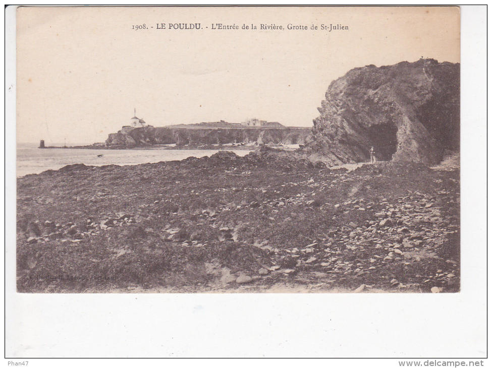 LE POULDU (29-Finistère), ,L´entrée De La Rivière, Grotte De St Julien, Vers 1920 - Le Pouldu