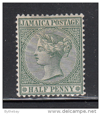 Jamaica MH Scott #16a 1/2p Victoria, Gray Green Wmk: Crown, CA - Jamaica (...-1961)