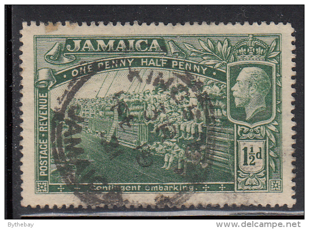 Jamaica Used Scott #77 1 1/2p World War I Contingent Embarking For Overseas Duty Wmk: Multi Crown, CA - Jamaica (...-1961)