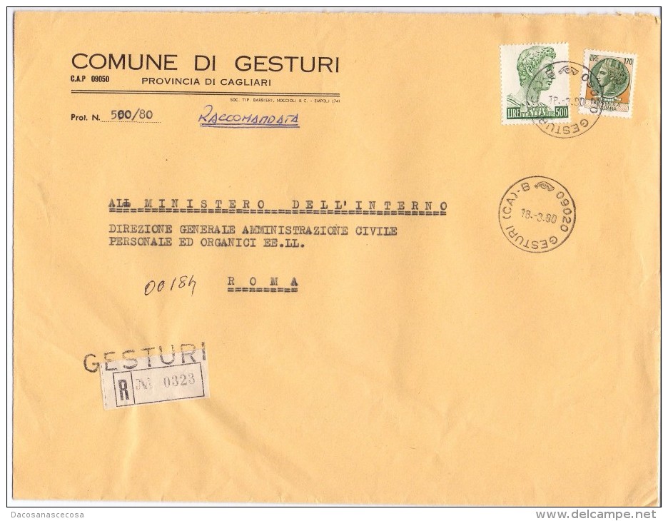 COMUNE DI GESTURI - 09050 - PROV CAGLIARI - R - 1980 - FTO 18X24 - TEMATICA TOPIC STORIA COMUNI D'ITALIA - Macchine Per Obliterare (EMA)