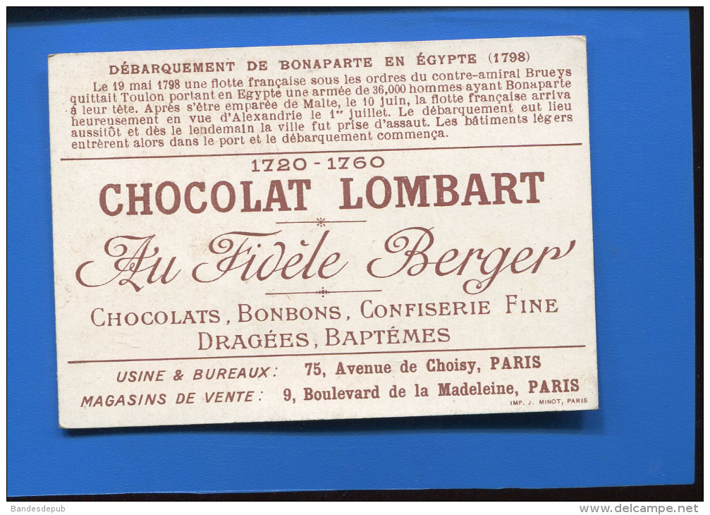 VENTE IMMEDIATE PRIX FIXE MARINE GUERRE CHOCOLAT LOMBART CHROMO MINOT BATAILLE BONAPARTE EGYPTE - Lombart