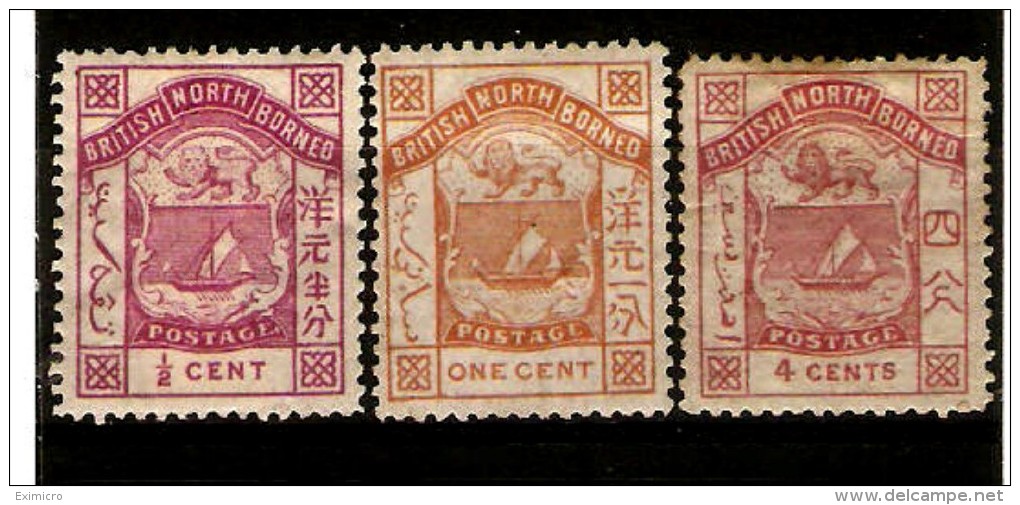 NORTH BORNEO 1886 - 1887 ½c, 1c, 4c SG 21b, 24, 26 MINT Cat £27 - Noord Borneo (...-1963)