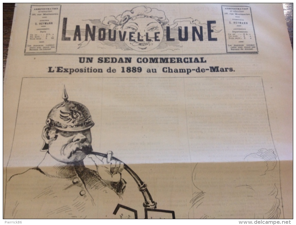 1886 Journal Satirique LA NOUVELLE LUNE / UN SEDAN COMMERCIAL Par COLL TOC - L' EXPOSITION DE 1889 AU CHAMP DE MARS - 1850 - 1899