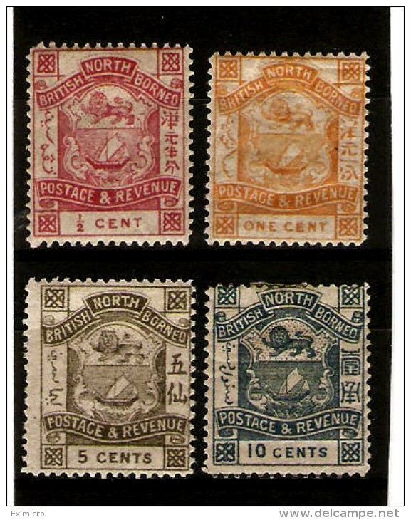 NORTH BORNEO 1888 - 1892 VALUES TO 10c SG 36, 37, 41, 44b MOUNTED MINT Cat £19.75 - North Borneo (...-1963)