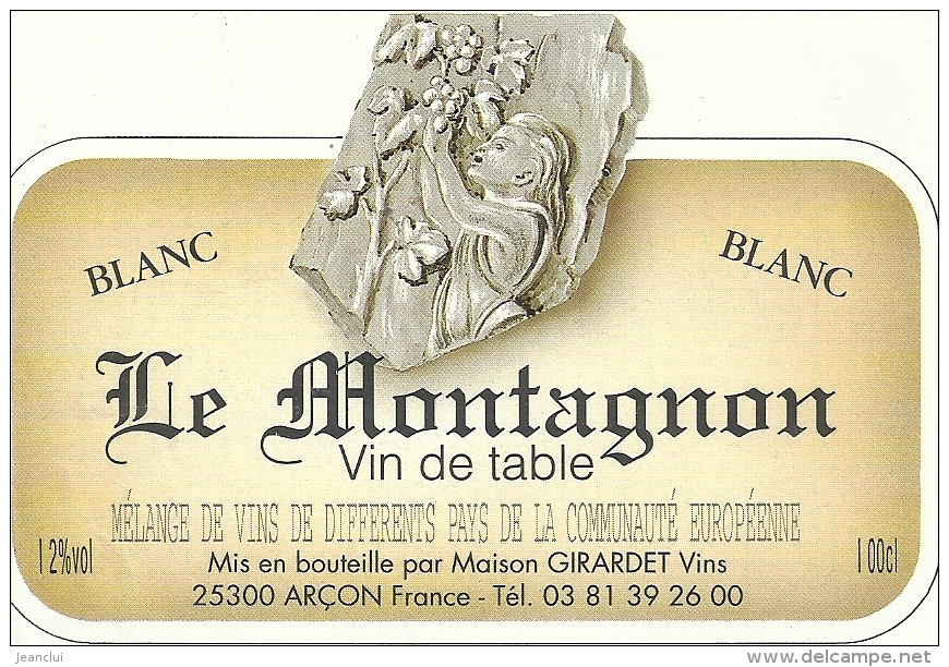 --LE MONTAGNON--BLANC--12°--100 Cl--MIS EN BOUTEILLE PAR GIRARDET-ARCON-25--tel:03.81.39.26.00-- - Berge