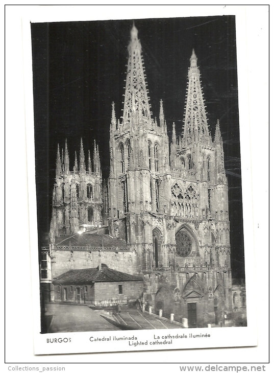 Cp, Espagne, Burgos, La Cathédrale Illuminée - Burgos