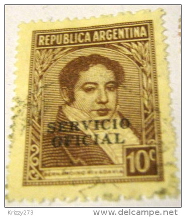 Argentina 1938 Bernardino Rivadavia Overprinted Servicio Oficial 10c - Used - Oficiales