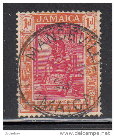 Jamaica Used Scott #89 SG #92w 1p Arawak Making Cassava Multi Crown,  Script CA, Crown To Right SON Cancel: Mandeville - Jamaica (...-1961)