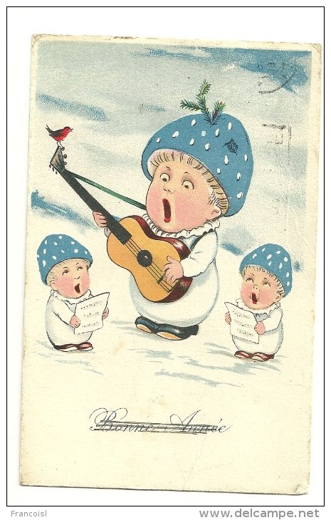 Bonne Année. Champignons Chanteurs Humanisés, Guitare. 1938 - Nouvel An