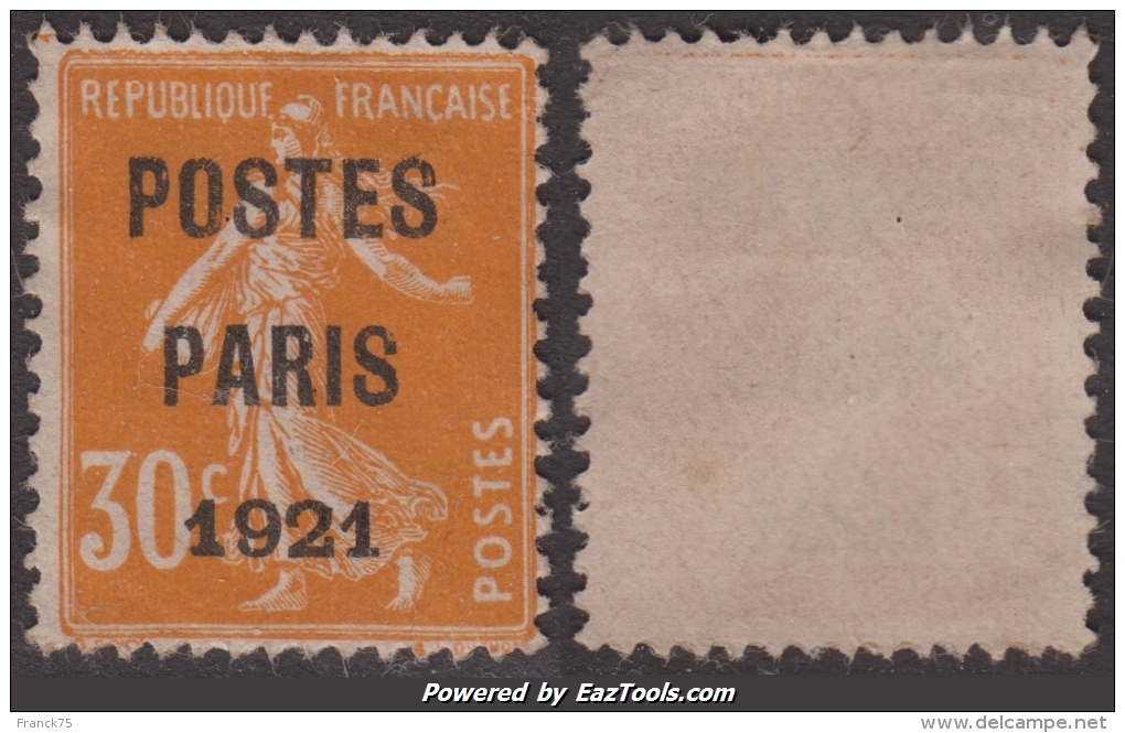 *PROMO* POSTES PARIS 1921 Sur 30c Semeuse Usagé  (Dallay N° 30 , Cote 90€) - 1893-1947