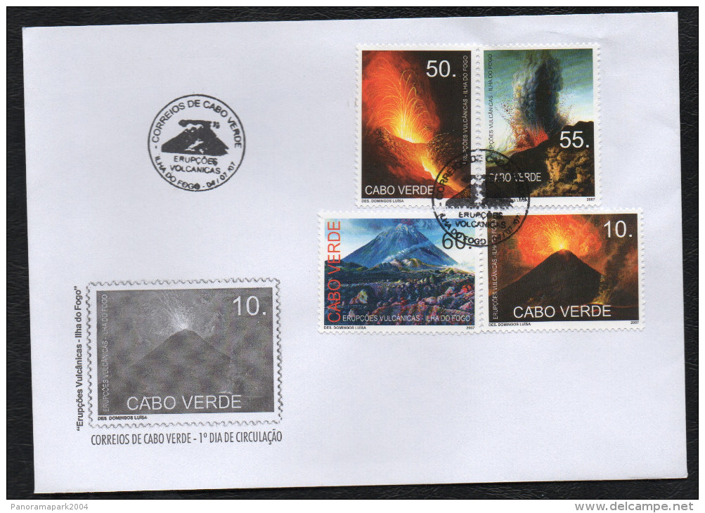 Cabo Verde 2007 - Erupçoes Vulcanicas Da Ilha Do Fogo Vulkan Volcano Vulcan Volcans 4 Val. FDC - Cape Verde