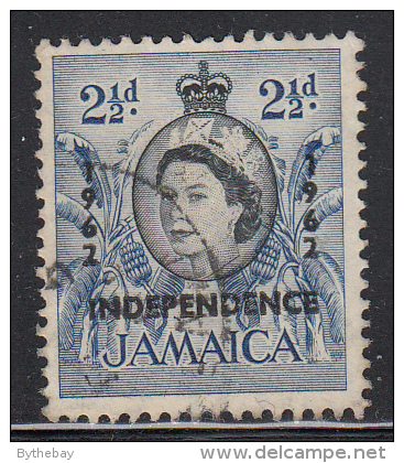 Jamaica Used Scott #187 2 1/2p Palm Trees Overprinted Independence 1962 - Jamaique (1962-...)