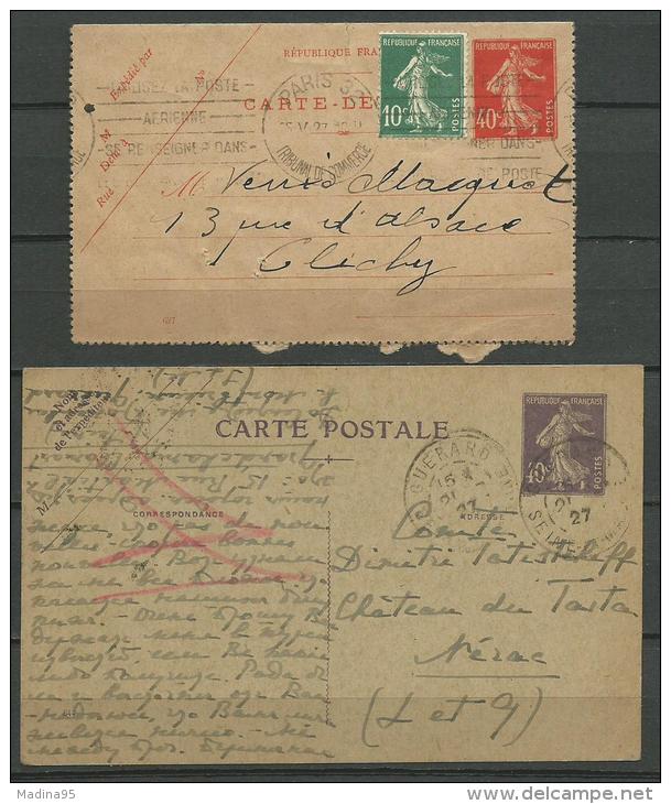 FRANCE: Obl., ENTIER, N°194CL1 + 236CP1, TB - Lots Et Collections : Entiers Et PAP