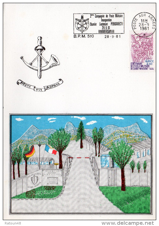 BPM 510 Flamme 2ème Cie De La Poste Militaire Le 28.9.81 à RAMMERSWEIER - Militärstempel Ab 1900 (ausser Kriegszeiten)