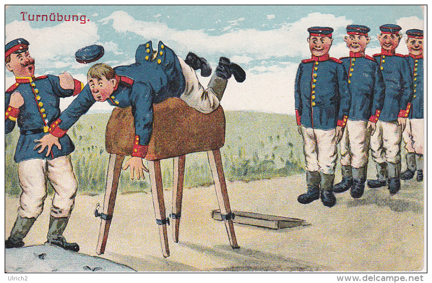 AK Turnübung - Humor - Feldpost - 3. Res. Div. - II. R.J.R. 2 - 1916 (13137) - Humour