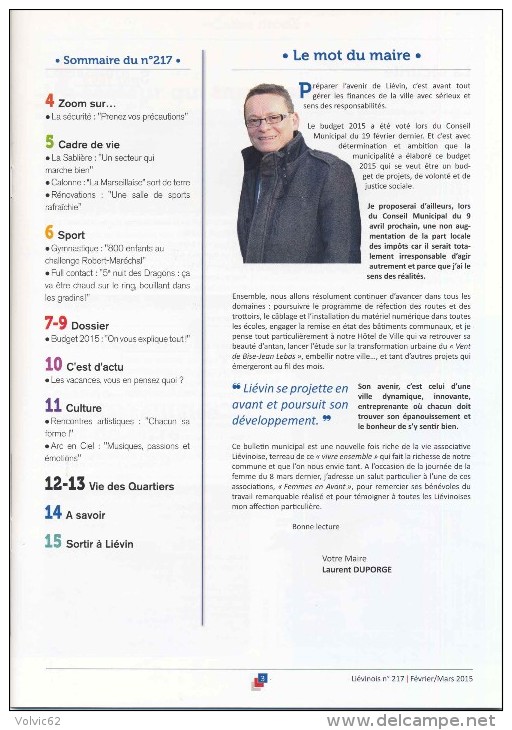 Lievin Pas De Calais Liévinois  Magazine D´informations 2015  Février Mars 2015 - Ohne Zuordnung