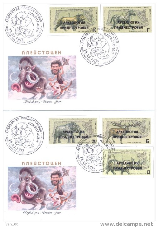 2015. Transnistria, Prehistoric Animals, Set With OP, 2 FDC, Mint/** - Moldova