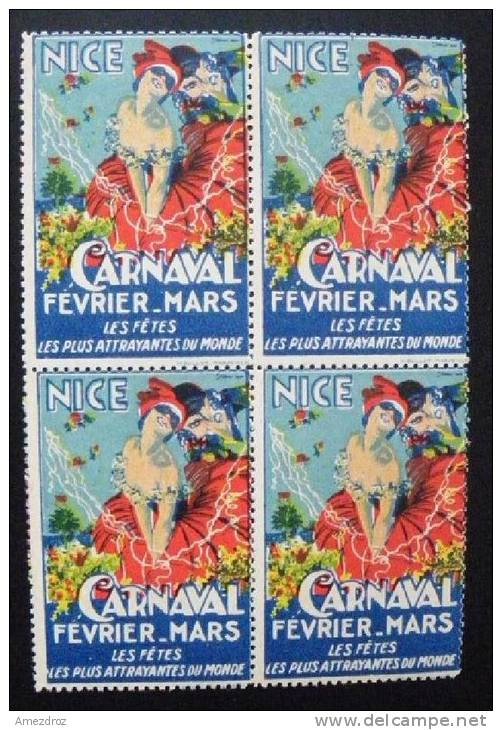 France- Vignette Erinophile ** Nice Carnaval 1937 Bloc De Quatre Coin Infèrieur Droit - Turismo (Viñetas)