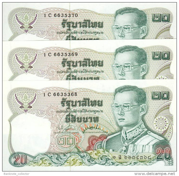 Thailand, 3 X 20 Baht, Pick 88, Sign. 73, 1981, SET, UNC ! - Tailandia